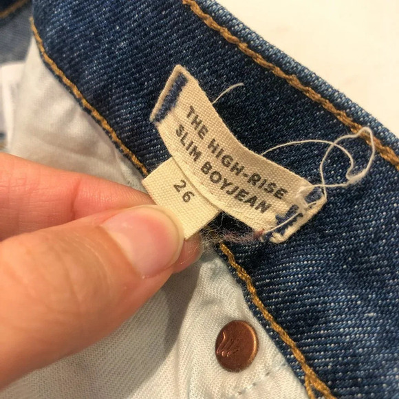 Madewell The High Rise Slim Boyjean Classic Dark Wash Denim Jeans Women's 26 - Picture 10 of 10